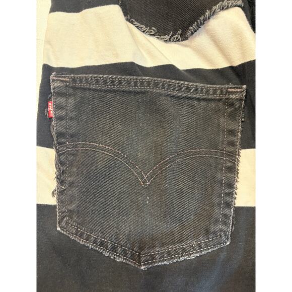 Sin Clarity Black & White Striped Shacket with Plaid Collar Upcycled - Picture 10 of 12